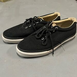 Sperry Top-Sider Men's Striper LL CVO Knit Sneaker Black/Tan/White. Size 11.5